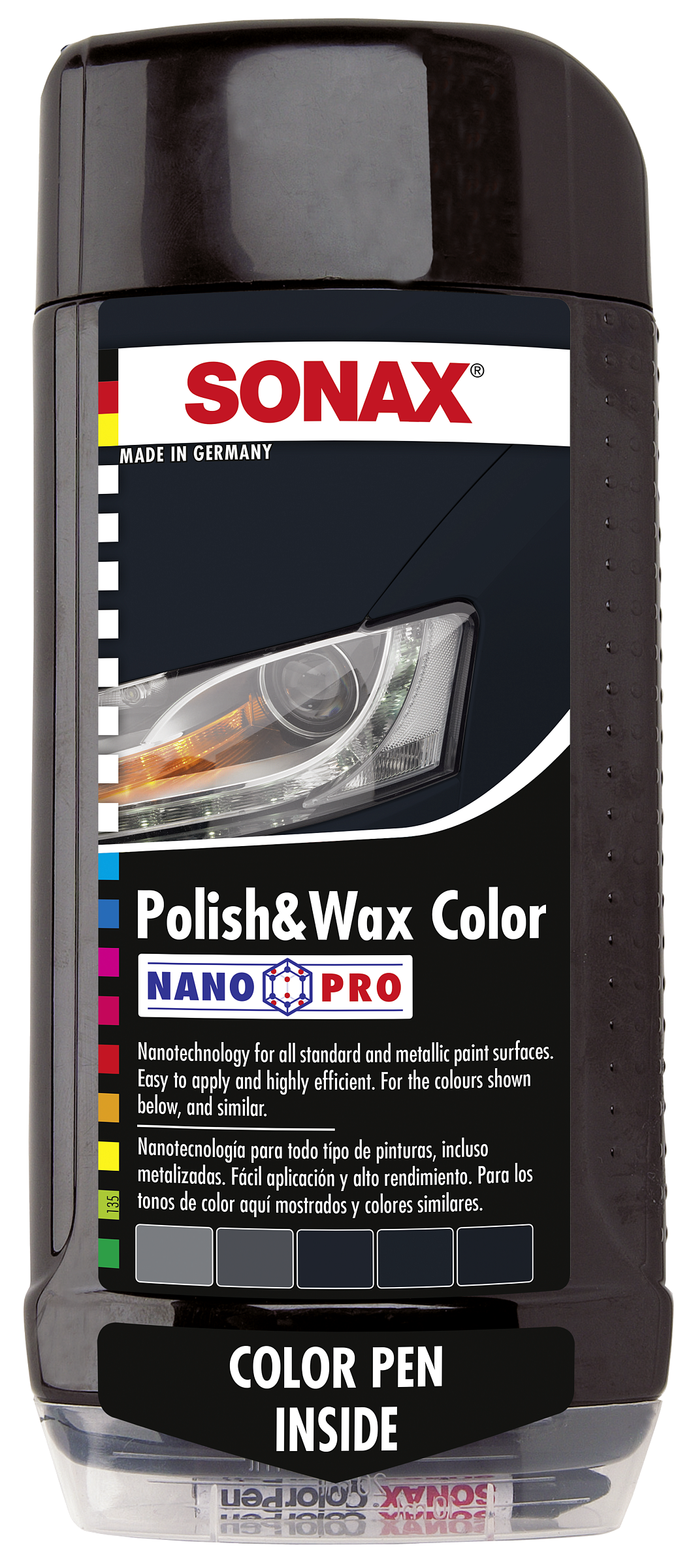 296100 SONAX Polish & Wax Color Цветной полироль с воском + карандаш  (черный) NanoPro 0,5л купить по выгодной цене Москве и РФ | Отзывы,  характеристики, фото